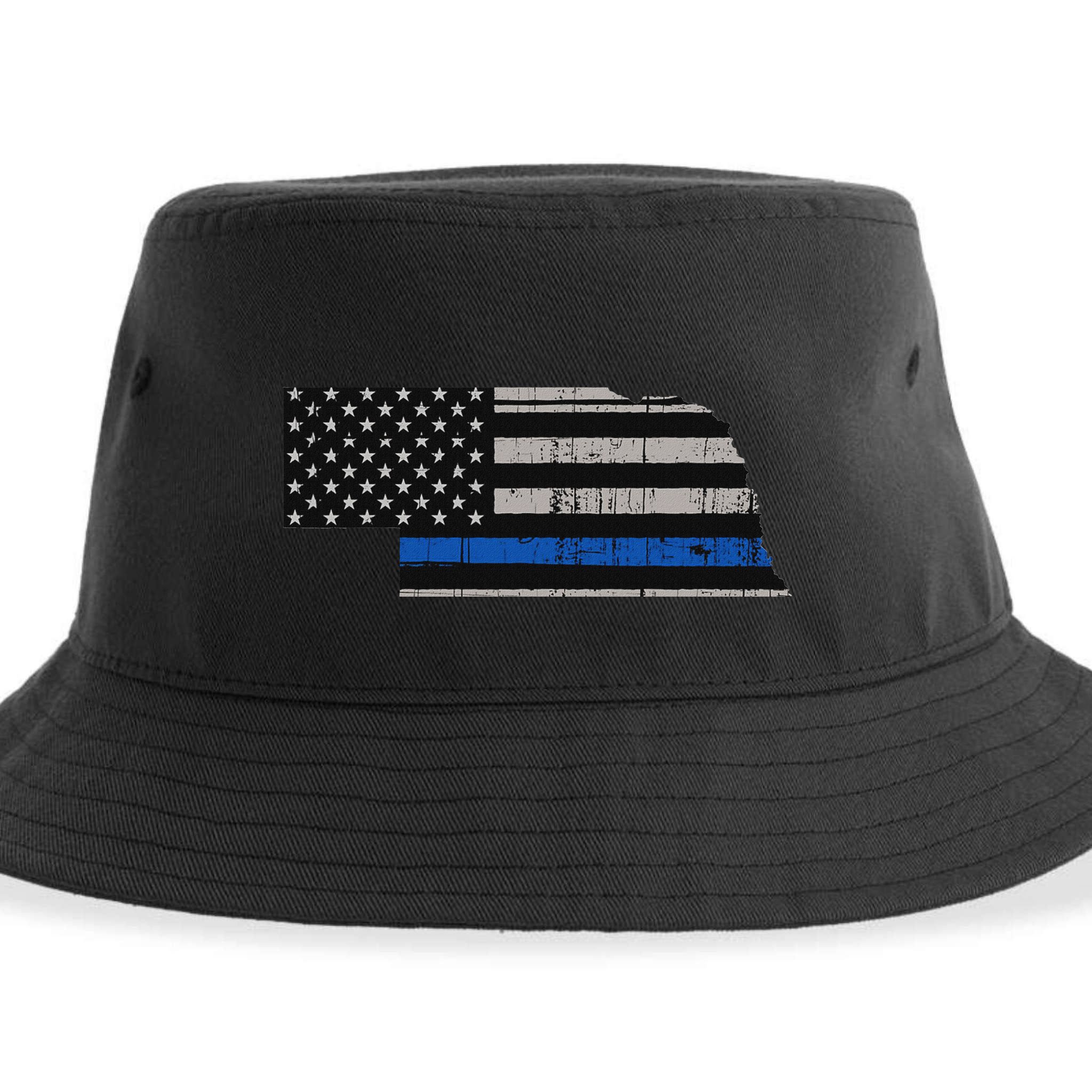 Support Law Enforcement Nebraska Police Officer Blue Sustainable Bucket Hat