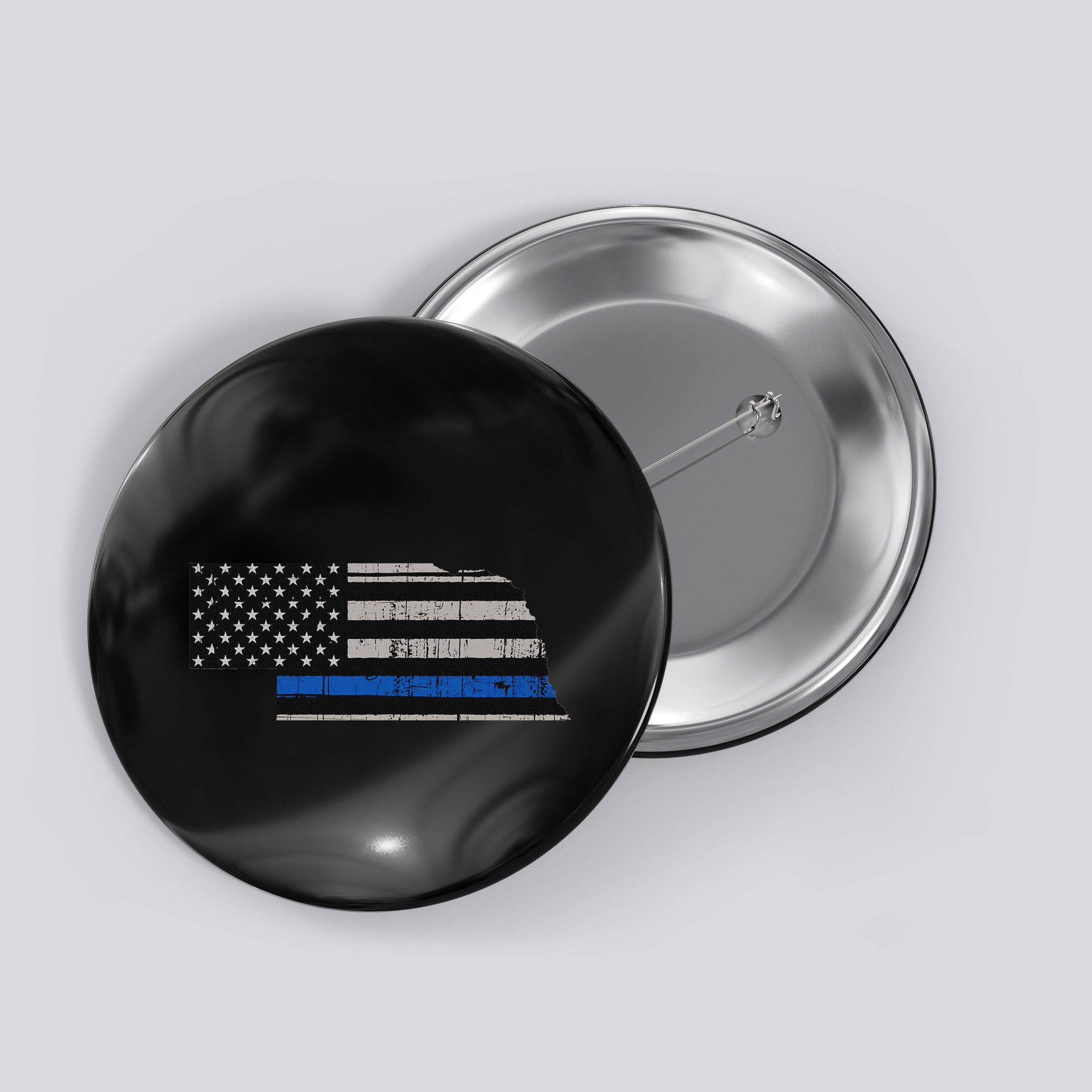 Support Law Enforcement Nebraska Police Officer Blue Button