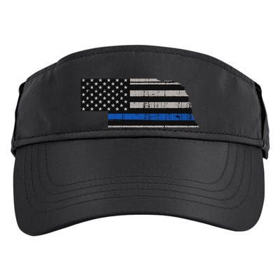 Support Law Enforcement Nebraska Police Officer Blue Adult Drive Performance Visor