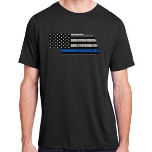 Support Law Enforcement Nebraska Police Officer Blue Adult ChromaSoft Performance T-Shirt