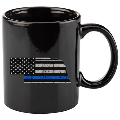 Support Law Enforcement Nebraska Police Officer Blue 11oz C Handle Ceramic Mug