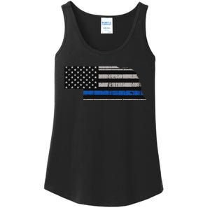 Support Law Enforcement Nebraska Police Officer Blue Ladies Essential Tank