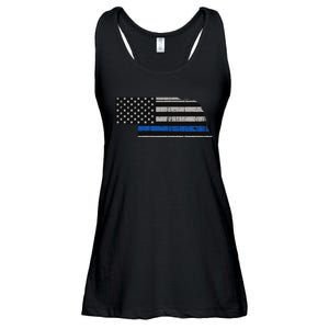 Support Law Enforcement Nebraska Police Officer Blue Ladies Essential Flowy Tank