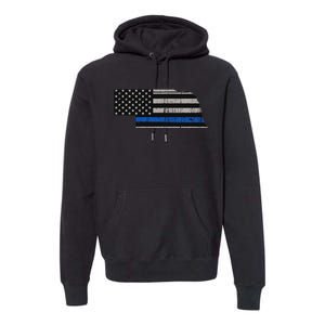 Support Law Enforcement Nebraska Police Officer Blue Premium Hoodie