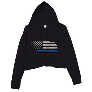 Support Law Enforcement Nebraska Police Officer Blue Crop Fleece Hoodie