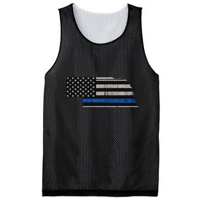 Support Law Enforcement Nebraska Police Officer Blue Mesh Reversible Basketball Jersey Tank