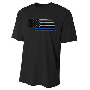 Support Law Enforcement Nebraska Police Officer Blue Performance Sprint T-Shirt