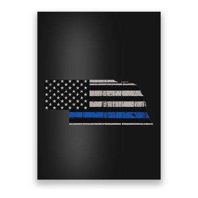 Support Law Enforcement Nebraska Police Officer Blue Poster