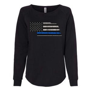 Support Law Enforcement Nebraska Police Officer Blue Womens California Wash Sweatshirt