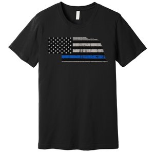 Support Law Enforcement Nebraska Police Officer Blue Premium T-Shirt