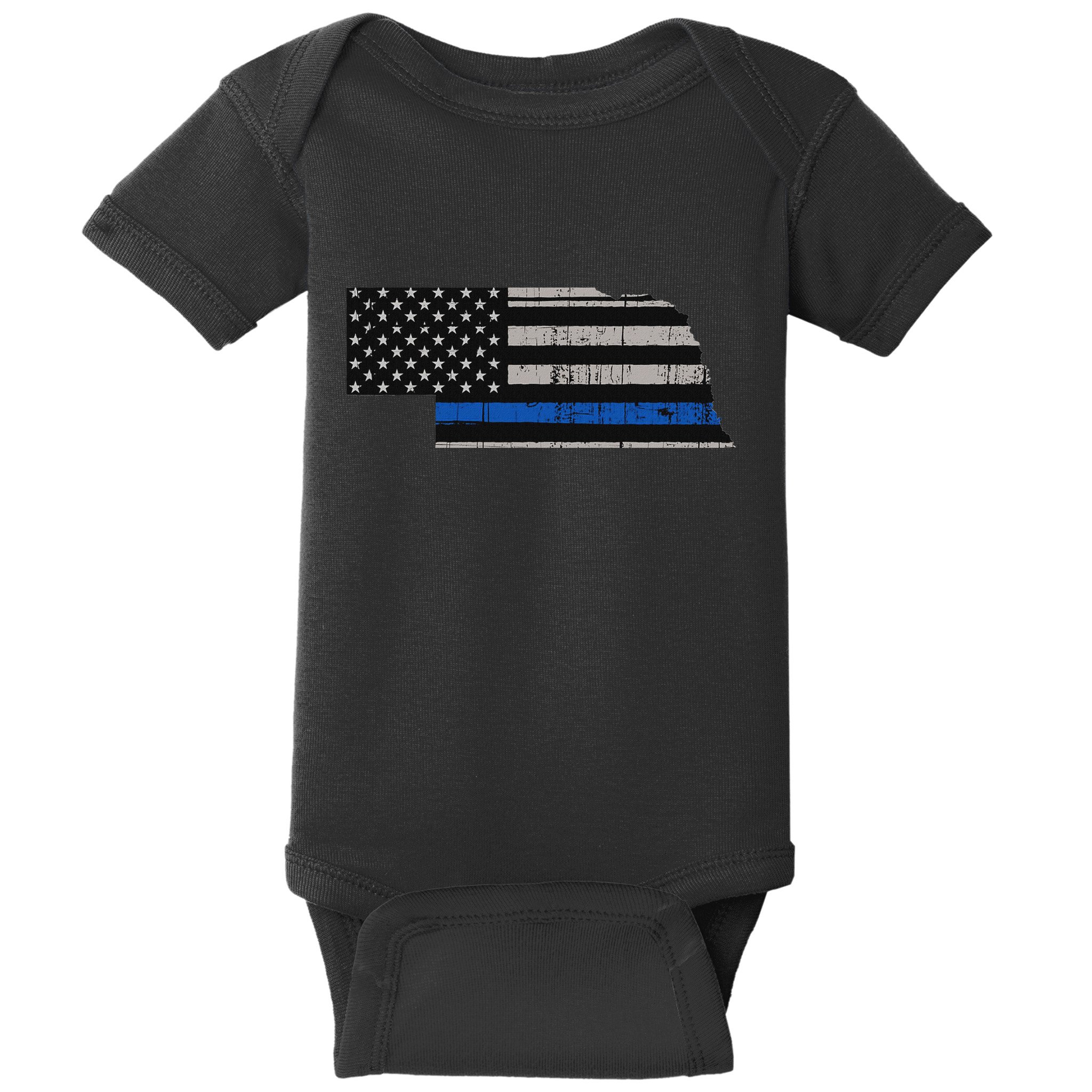 Support Law Enforcement Nebraska Police Officer Blue Baby Bodysuit