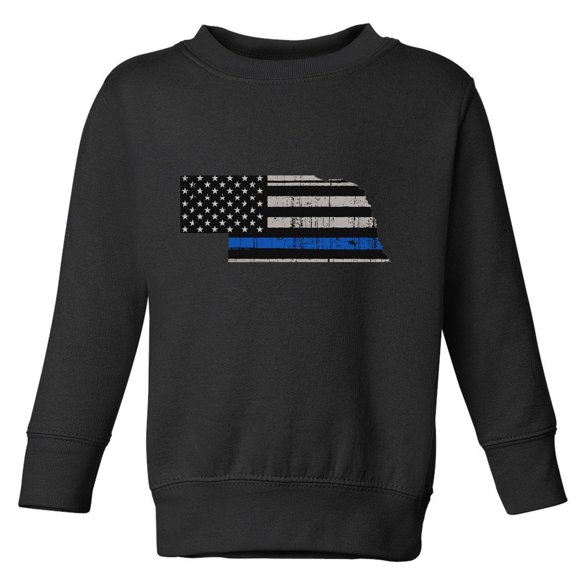 Support Law Enforcement Nebraska Police Officer Blue Toddler Sweatshirt