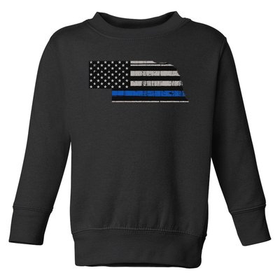 Support Law Enforcement Nebraska Police Officer Blue Toddler Sweatshirt