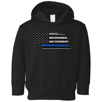 Support Law Enforcement Nebraska Police Officer Blue Toddler Hoodie