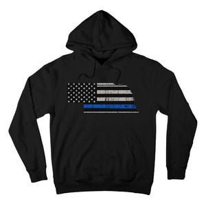 Support Law Enforcement Nebraska Police Officer Blue Tall Hoodie