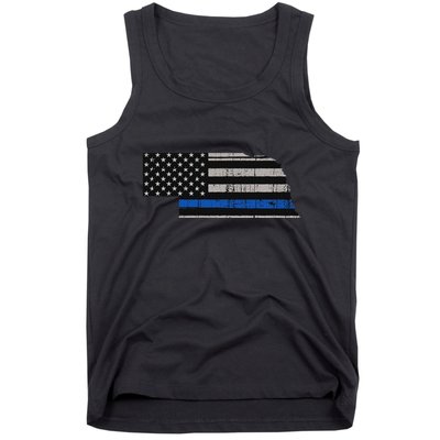 Support Law Enforcement Nebraska Police Officer Blue Tank Top