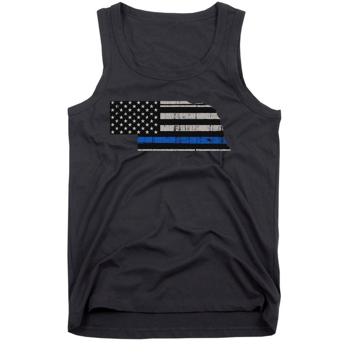 Support Law Enforcement Nebraska Police Officer Blue Tank Top