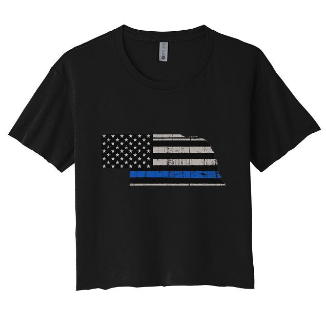 Support Law Enforcement Nebraska Police Officer Blue Crop Top