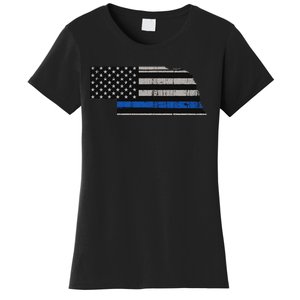 Support Law Enforcement Nebraska Police Officer Blue Women's T-Shirt