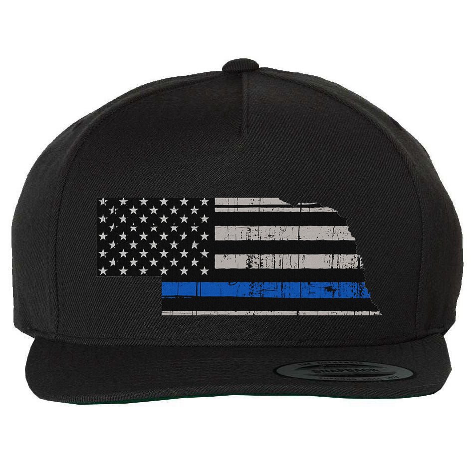 Support Law Enforcement Nebraska Police Officer Blue Wool Snapback Cap