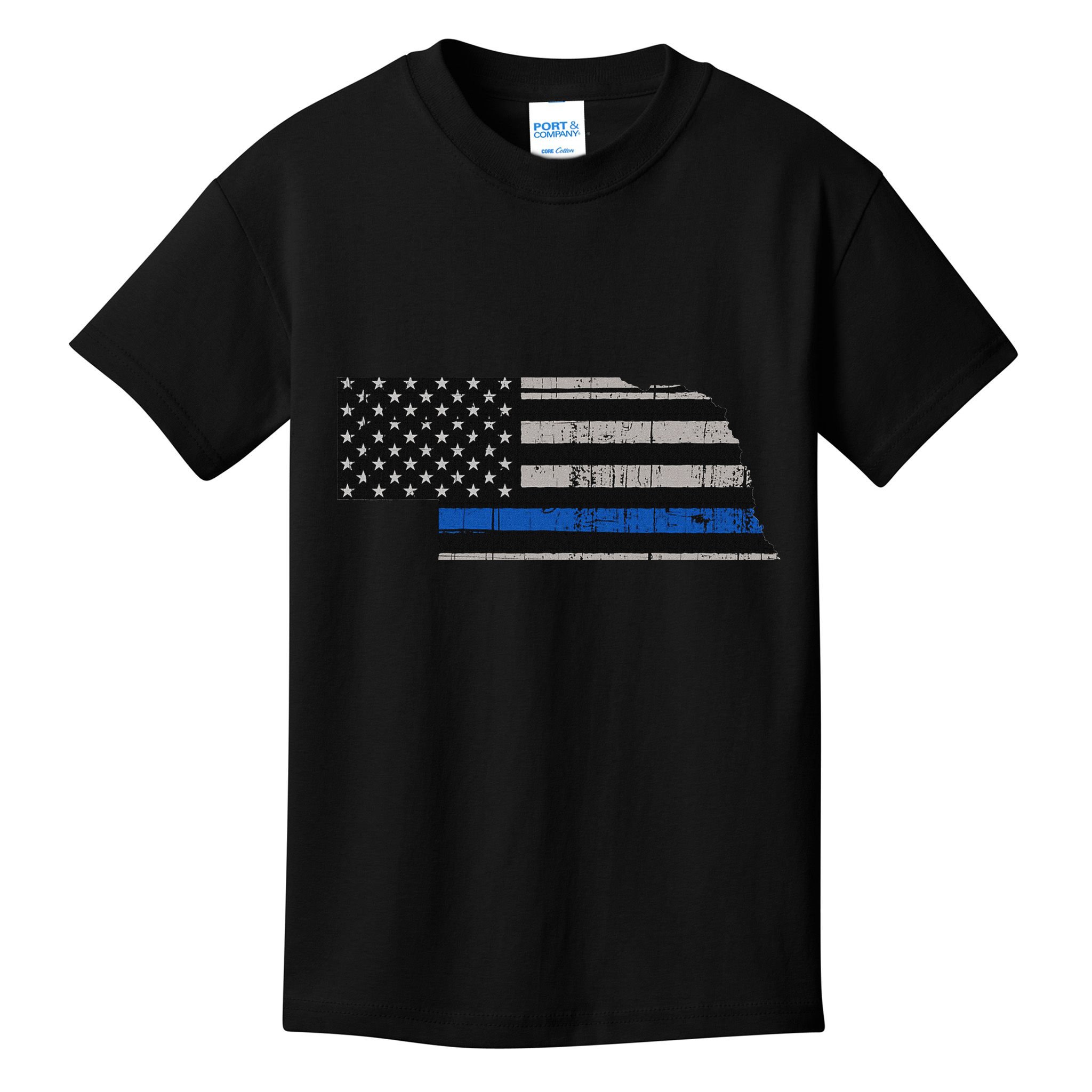 Support Law Enforcement Nebraska Police Officer Blue Kids T-Shirt