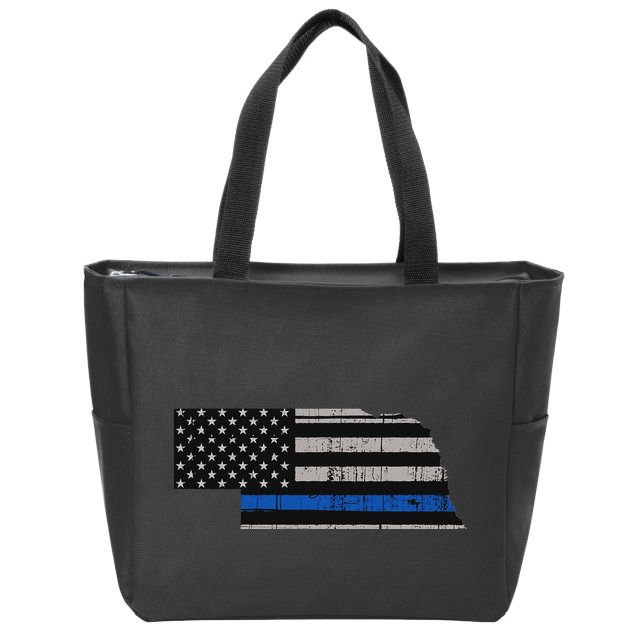 Support Law Enforcement Nebraska Police Officer Blue Zip Tote Bag