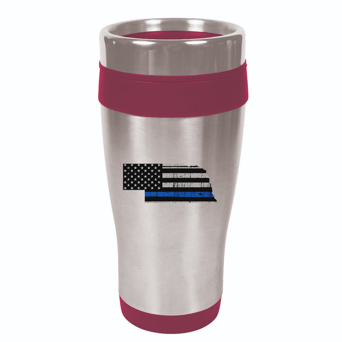 Support Law Enforcement Nebraska Police Officer Blue 16oz Travel Tumbler
