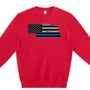 Support Law Enforcement Nebraska Police Officer Blue Premium Crewneck Sweatshirt