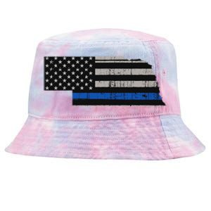 Support Law Enforcement Nebraska Police Officer Blue Tie-Dyed Bucket Hat