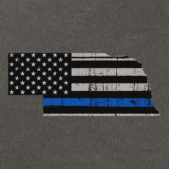 Support Law Enforcement Nebraska Police Officer Blue Cotton Canvas Backpack