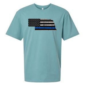 Support Law Enforcement Nebraska Police Officer Blue Sueded Cloud Jersey T-Shirt