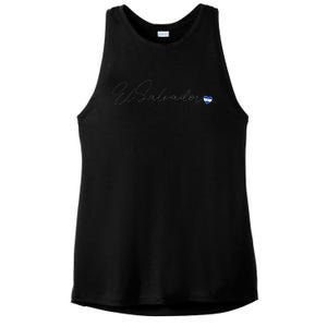 Simple Love El Salvadorian Flag Heart On El Salvador Ladies PosiCharge Tri-Blend Wicking Tank