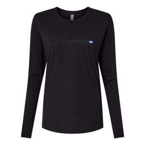 Simple Love El Salvadorian Flag Heart On El Salvador Womens Cotton Relaxed Long Sleeve T-Shirt