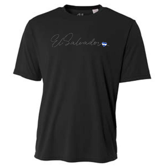 Simple Love El Salvadorian Flag Heart On El Salvador Cooling Performance Crew T-Shirt