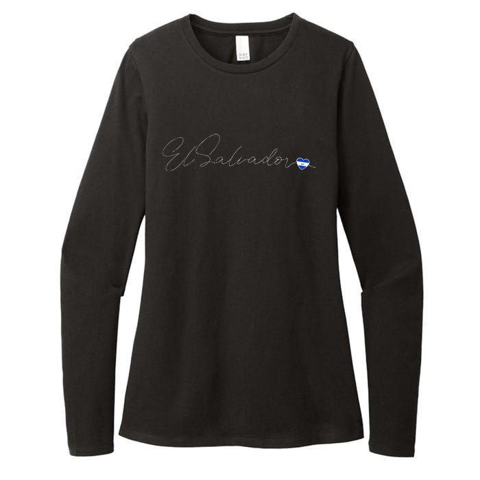 Simple Love El Salvadorian Flag Heart On El Salvador Womens CVC Long Sleeve Shirt