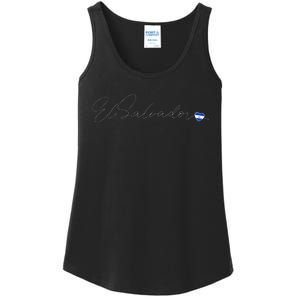 Simple Love El Salvadorian Flag Heart On El Salvador Ladies Essential Tank