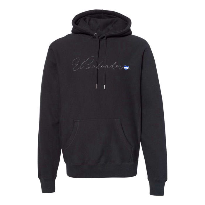 Simple Love El Salvadorian Flag Heart On El Salvador Premium Hoodie