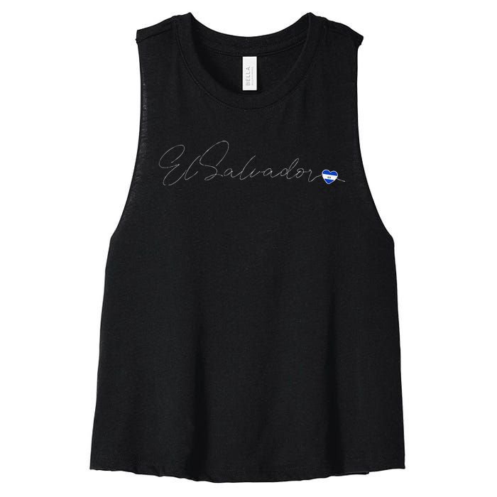 Simple Love El Salvadorian Flag Heart On El Salvador Women's Racerback Cropped Tank