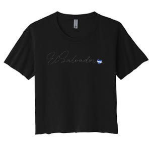 Simple Love El Salvadorian Flag Heart On El Salvador Women's Crop Top Tee