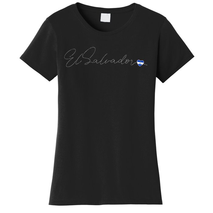 Simple Love El Salvadorian Flag Heart On El Salvador Women's T-Shirt