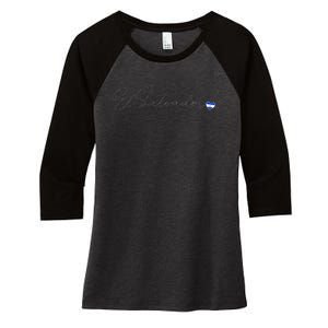 Simple Love El Salvadorian Flag Heart On El Salvador Women's Tri-Blend 3/4-Sleeve Raglan Shirt