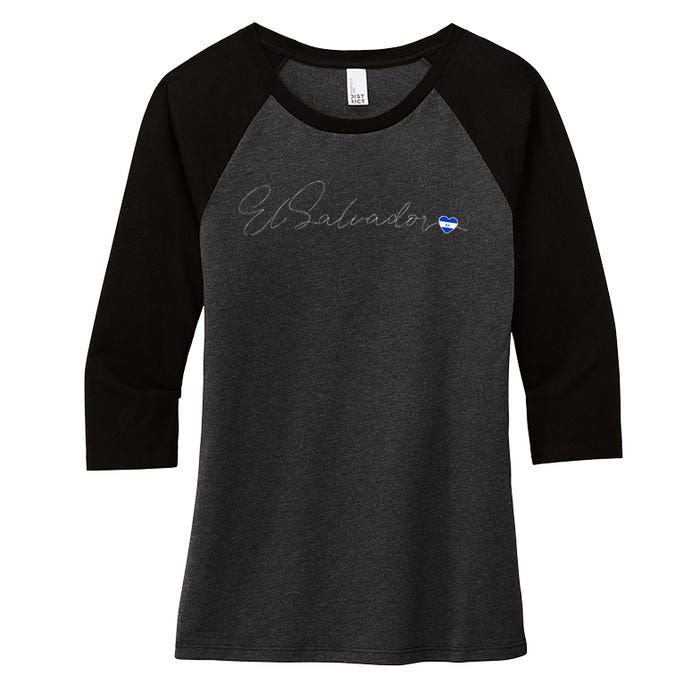 Simple Love El Salvadorian Flag Heart On El Salvador Women's Tri-Blend 3/4-Sleeve Raglan Shirt