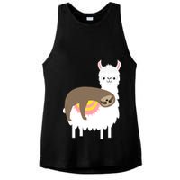 Sleeping Sloth On A Llama  Ladies PosiCharge Tri-Blend Wicking Tank