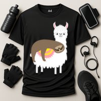 Sleeping Sloth On A Llama  Performance Shirt