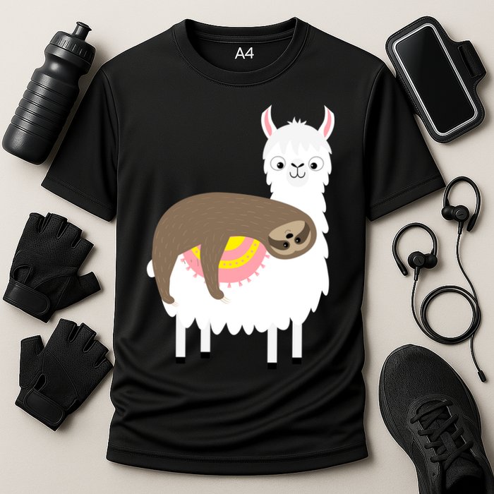 Sleeping Sloth On A Llama  Performance Shirt