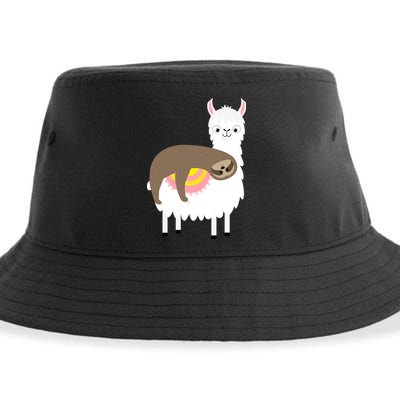 Sleeping Sloth On A Llama  Sustainable Bucket Hat