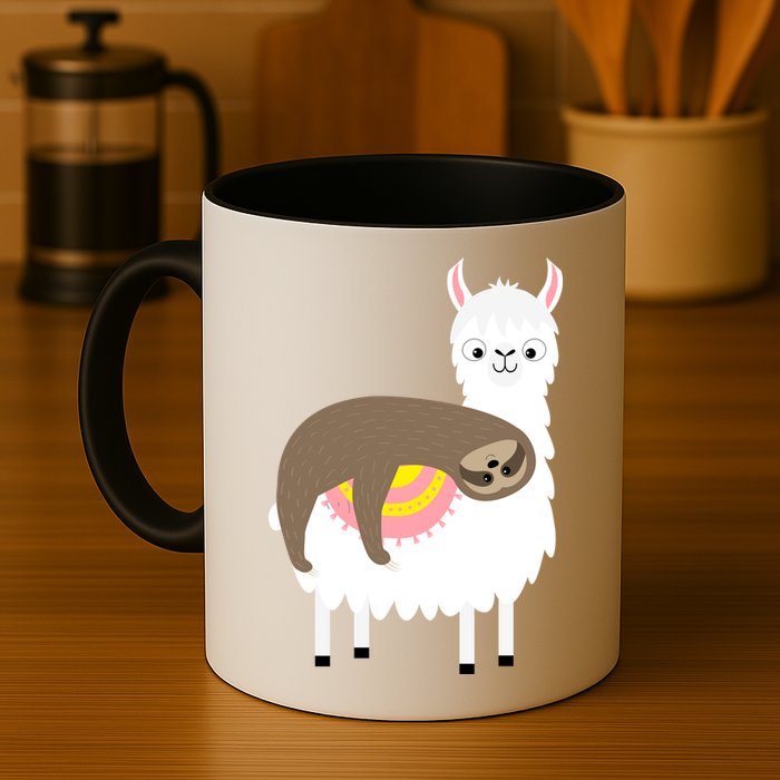 Sleeping Sloth On A Llama  Mug