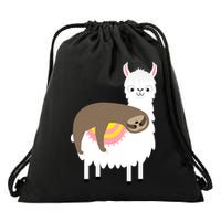 Sleeping Sloth On A Llama  Drawstring Bag