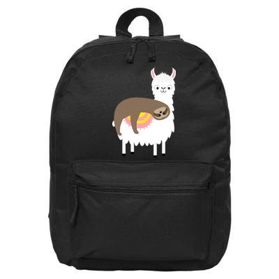 Sleeping Sloth On A Llama  16 in Basic Backpack