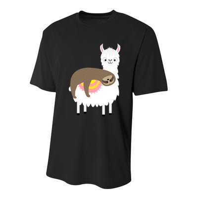 Sleeping Sloth On A Llama  Youth Performance Sprint T-Shirt